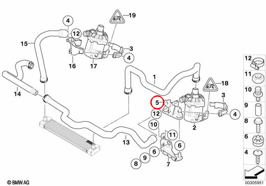 Suporte para bomba de água elétrica OEM 17117589479 para BMW E70, E71, E72. BMW genuíno.