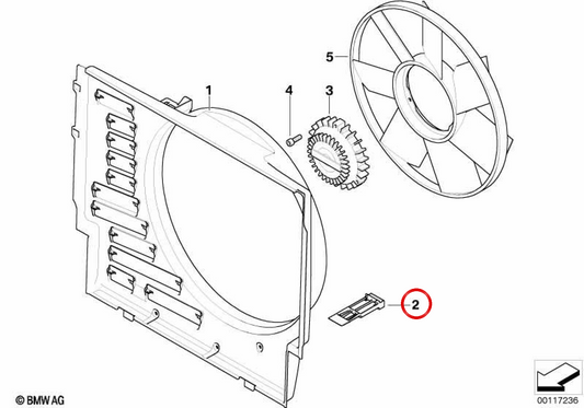Soporte para marco del ventilador OEM 17117788324 para BMW E60, E61, E65, E66. Original BMW.