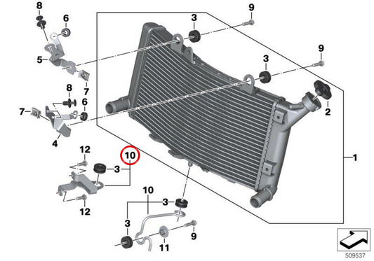 Suporte ao radiador OEM 17117924052 para motocicletas BMW F 750 GS, F 850 ​​Gs, F 850 ​​GS Adventure ... e muito mais. BMW Motorrad original.