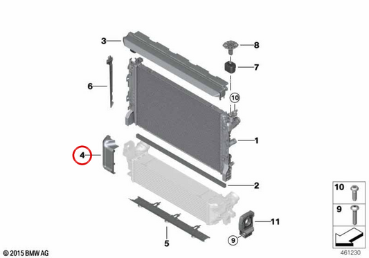 Cubierta inferior derecha OEM 17118581955 para BMW G30, G31, G32, G11, G12. Original BMW.
