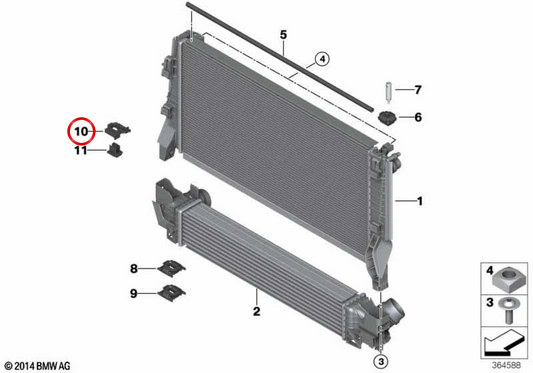 Soporte de módulo delantero izquierdo OEM 17118587555 para MINI Cabrio F57, F57 LCI Cooper… y más. Original MINI.