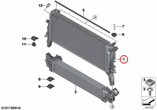 Radiateur OEM 17118645783 pour Mini F55, F56, F57, F60, F54, BMW 1 F40 Series, série 2 F44, X1 F48 LCI, x2 F39 ... et plus. BMW et mini d'origine.