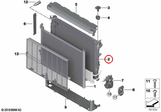 Radiatore del refrigerante OEM 17119425865 per BMW G15, G16. BMW originale.