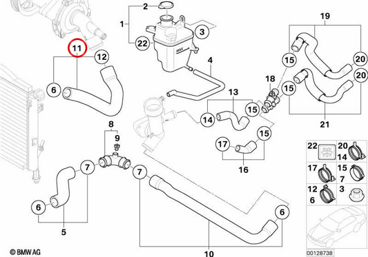 Tubo del liquido di raffreddamento OEM 17121475563 per MINI R50, Cooper, One. MINI originale.