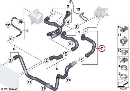 OEM Kühlmittelrohr 17122754220 für MINI R56, R56 LCI, Clubman R55, Clubman R55 LCI, Cabrio R57, Cabrio R57 LCI, Coupé R58, Roadster R59. Originaler MINI.
