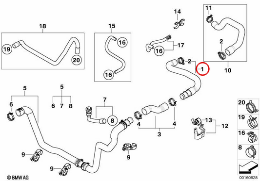 OEM-Kühlmittelrohr 17122754232 für MINI R56 Cooper D, R55 Clubman Cooper D... und mehr. Originaler MINI.