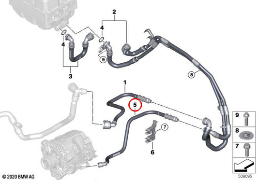 Câble de la batterie pour le générateur de démarrage OEM 17125A022F3 pour BMW G01, G02, G05, G06, G07, G18. BMW d'origine.