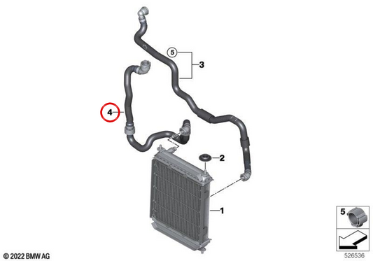 Tuyau de radiateur OEM 17125A50488 pour BMW X5 M Competition F95 LCI et X6 M Competition F96 LCI depuis 04/2023. Original BMW.