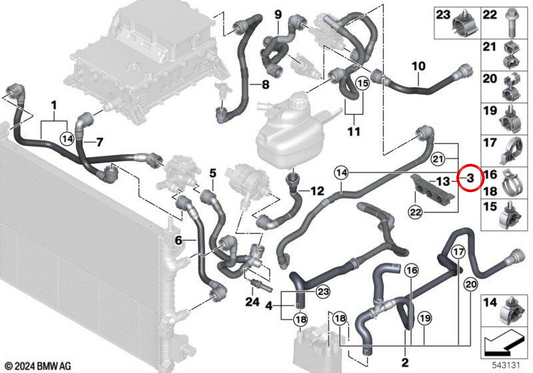 EDRIVE OEM 17125A722B8 Tubo di ritorno del motore per Mini Cooper J01, Aceman J05. Mini originale.