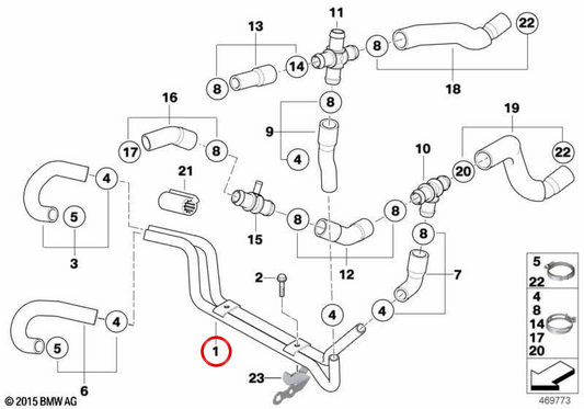 Kühlmittelrohr OEM 17127518503 für MINI R53, Cabrio R52. Originaler MINI.