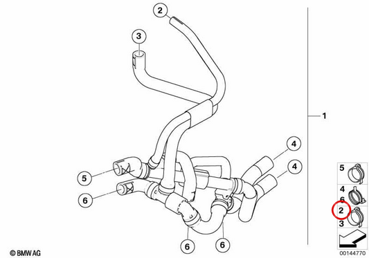 Abbraccio per tubo flessibile D=16 mm OEM 17127518580 per MINI R52 Cabrio Cooper S e R53 Cooper S, Cooper S JCW GP... e altri. Originale MINI.