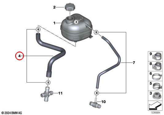 Tubo refrigerante OEM 17127518581 para MINI Cooper S R52 Cabrio y Cooper S R53, JCW GP... y más. Original MINI