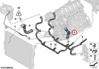 Radiatore superiore OEM 17127531579 per BMW E81, E82, E87, E88, E90, E91, E92, E93, E84, E89. BMW originale.