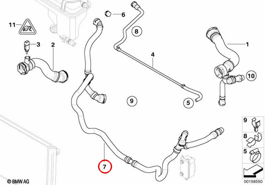 Manguera de retorno de refrigerante OEM 17127537746 para BMW E65, E66. Original BMW.