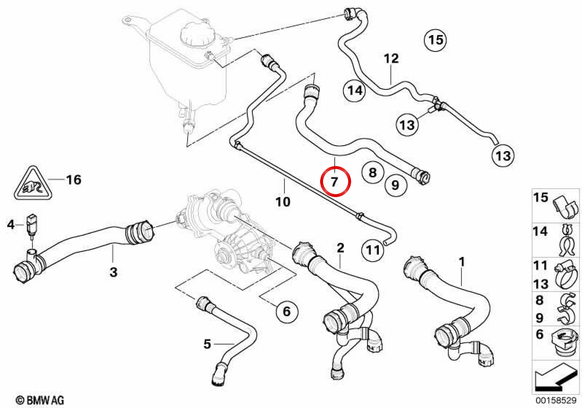 Thole di ritorno OEM 17127545653 per BMW E60, E61, E63, E64. BMW originale.