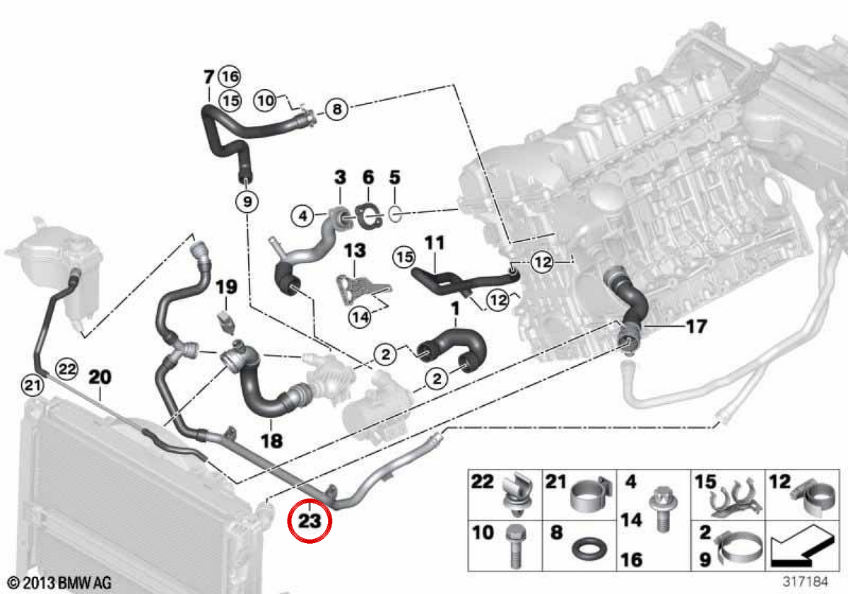 Return Rohrheizung Thermostat OEM 17127548223 für BMW E81, E82, E87, E88, E90, E91, E92, E93. Original BMW.