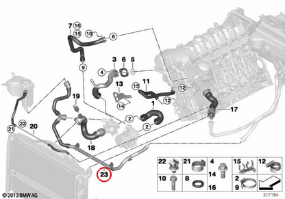 Return Rohrheizung Thermostat OEM 17127548223 für BMW E81, E82, E87, E88, E90, E91, E92, E93. Original BMW.