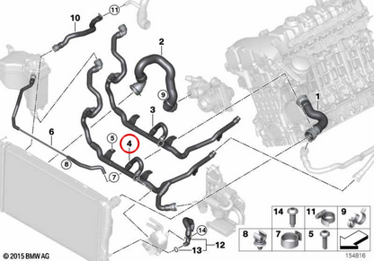 Return pipe Heating-Termstate OEM 17127599459 for BMW E90, E91, E92, E93. Original BMW.