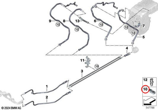Clip de sujeción doble OEM 17127616042 para BMW i3 (I01). Original BMW.