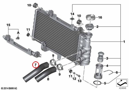 Tubo di aspirazione OEM 17127678287 per moto BMW F800GT, F800S, F800ST, F800R. BMW Motorrad originale.