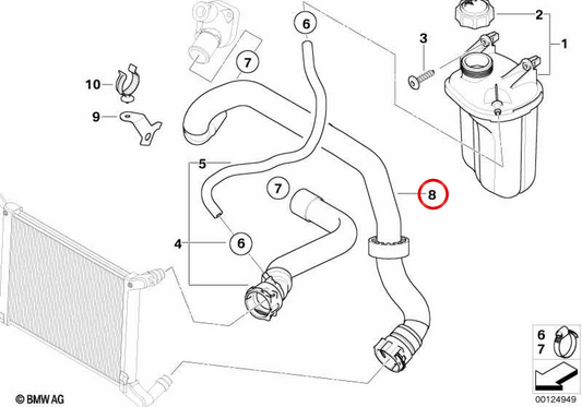 Tubo refrigerante OEM 17127794618 per MINI R50 One D RB11, RB12 2003-2006. Original MINI.