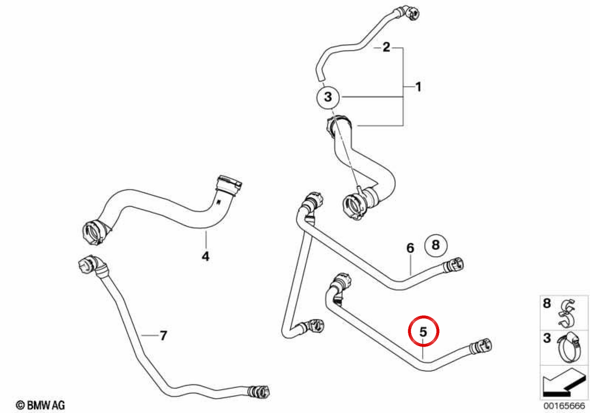 ** OEM -Kühlschlauch 17127799749 für BMW E60, E61. Original BMW. **