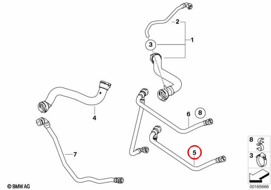 ** Le tuyau de refroidissement OEM 17127799749 pour BMW E60, E61. BMW original.