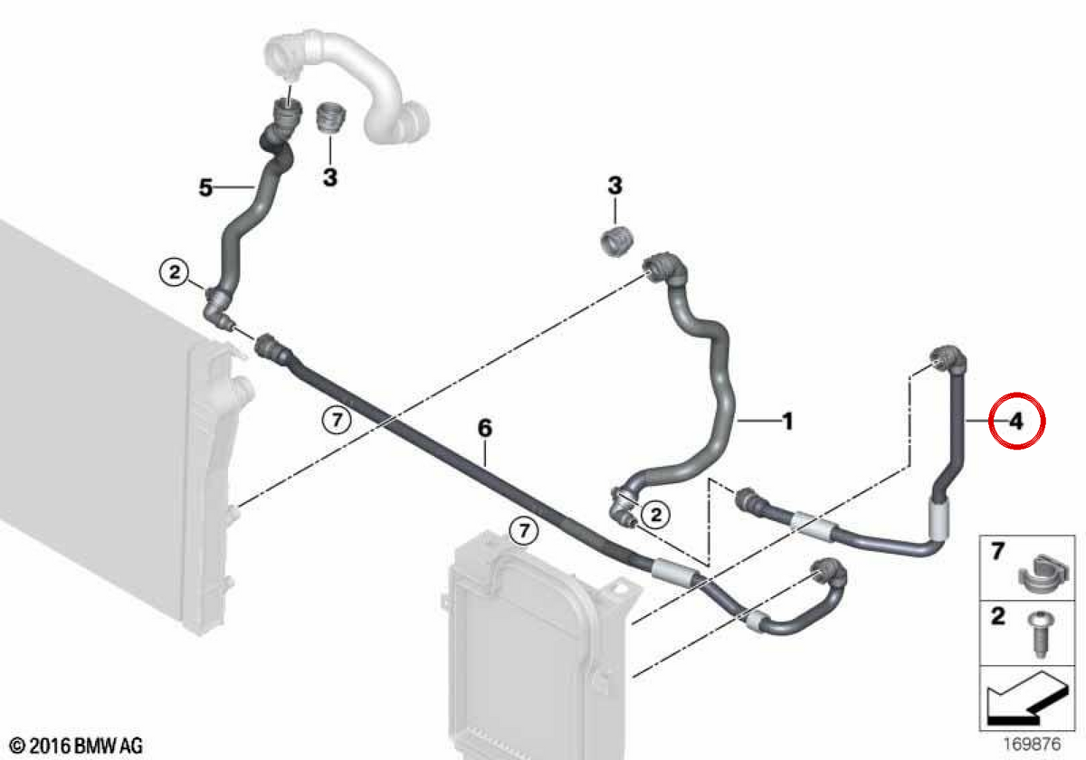 OEM refrigerant hose 17127805600 for BMW E70, E71. Original BMW.