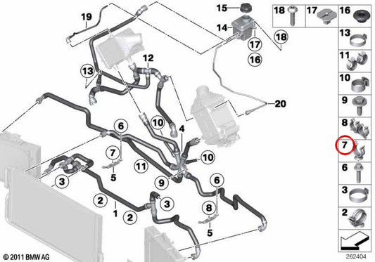 Clip de sujeción OEM 17127846392 para BMW F10, F06, F12, F13. Original BMW.