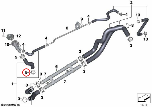 Fascetta a molla 23 mm nera per tubo liquido refrigerante OEM 17128404031 per moto BMW C 400 GT (K08), C 400 X (K09)... e altro. Originale BMW Motorrad.