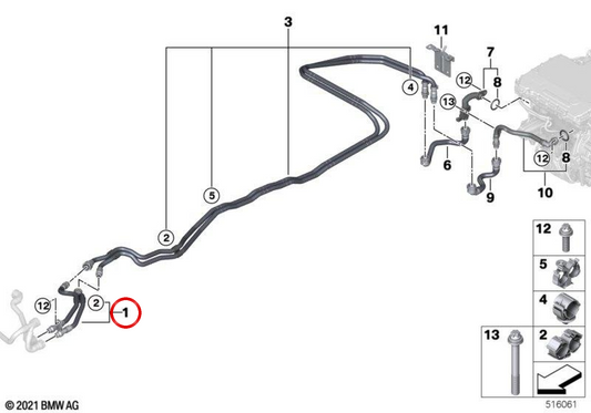 ODA- und Return Rohre OEM 17128475682 für BMW G28 (i3 eDrive35l), G26 (M50, eDrive40, I4 M50 XDrive, I4 eDrive35). Original BMW.