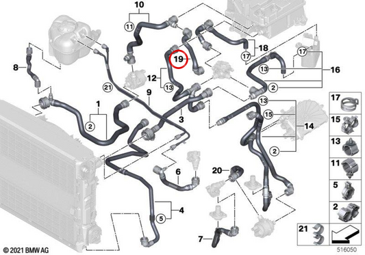 Manguera de unidad de carga combinada OEM 17128475694 para BMW G26. Original BMW.