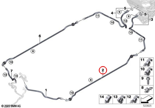 Tubo de válvula de comutação OEM 17128478454 para BMW X1 U11, X2 U10 e MINI Countryman U25. Parte do sistema de refrigeração de alta tensão. BMW e MINI originais.