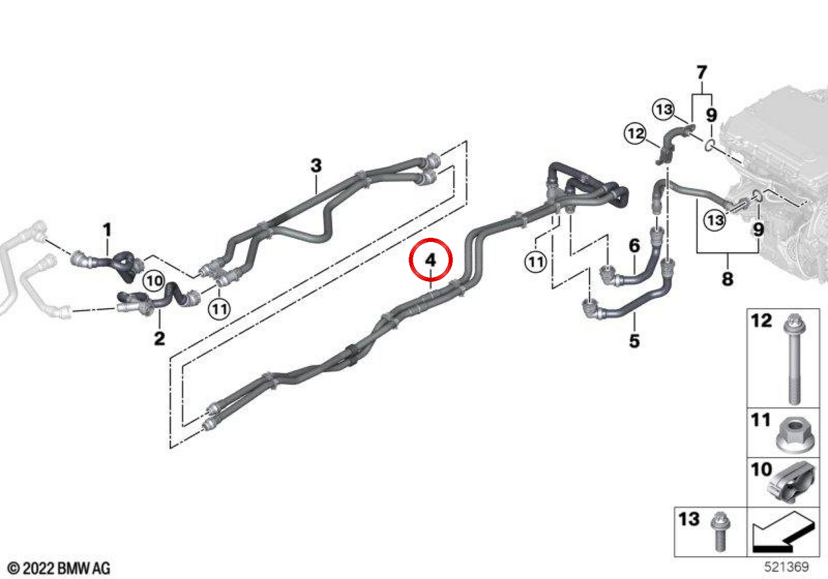 Oema Pipe and Return 17128490267 per BMW G70. BMW originale.