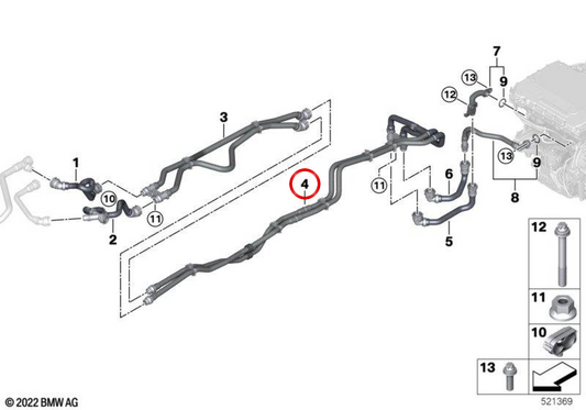 OEMA Pipe and Return 17128490267 for BMW G70. Original BMW.