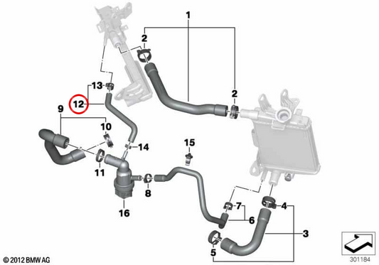 Kühlmittel-Entlüftungsschlauch OEM 17128523485 für BMW Motorräder R1200GS, R1250GS, R1200RT... und mehr. Original BMW Motorrad.