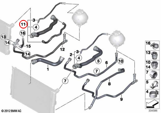 OEM refrigerant hose 17128571612 for BMW F25. Original BMW.