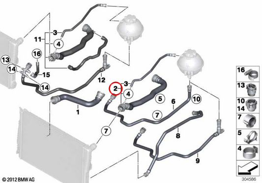 OEM -Kältemittelschlauch 17128571616 für BMW F25. Original BMW.