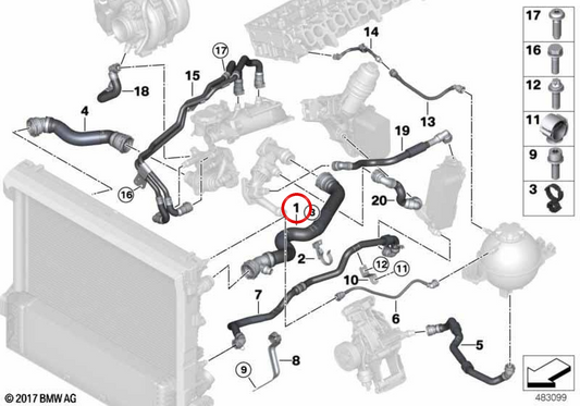 OEM Colata Management 17128577056 per BMW G01, G02, G05, G06, G07. BMW originale.