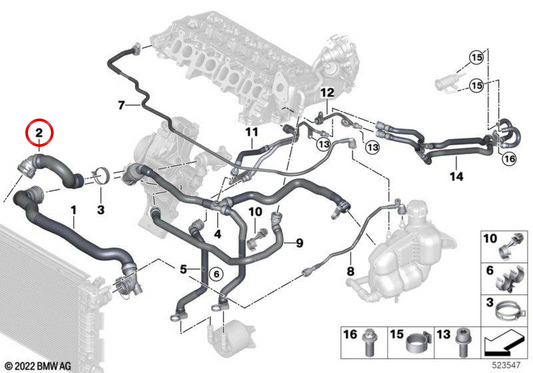 OEM -Kältemittelschlauch 17128580477 für BMW F40, F44, F45, F46, F48, F39 und Mini F55, F56, F57, F54, F60. Original BMW und Mini.