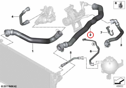 Tapis de pompe de refroidissement OEM 17128581028 pour BMW G30, G31, G32. BMW d'origine.