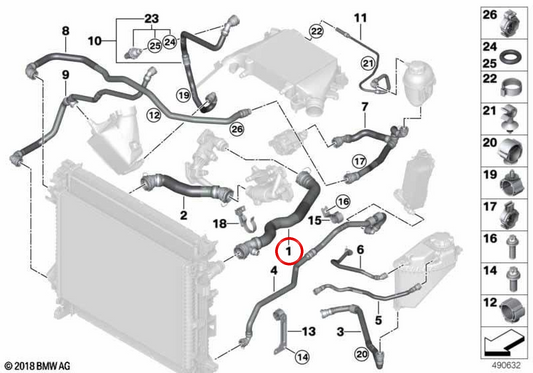 OEM Curate Tyal 17128582010 pour BMW G05, G06, G07. BMW d'origine.