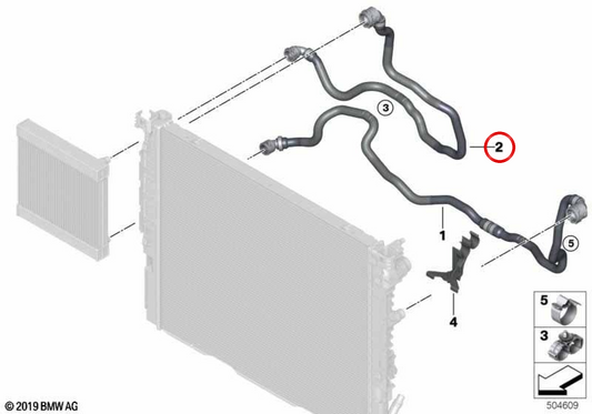 Mangueira de refrigerante OEM 17128602634 para BMW G30, G31, G32, G11, G12, G14, G15, G16. BMW genuíno.