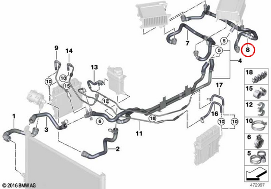 Le tuyau de retour OEM 17128602740 pour BMW G12. BMW d'origine.