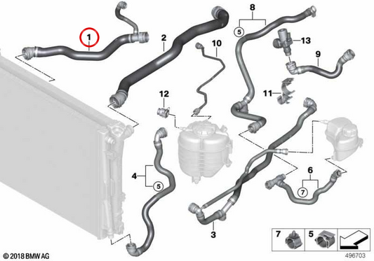 OEM -Kältemittel Kühlerschlauch 17128653600 für BMW G29. Original BMW.