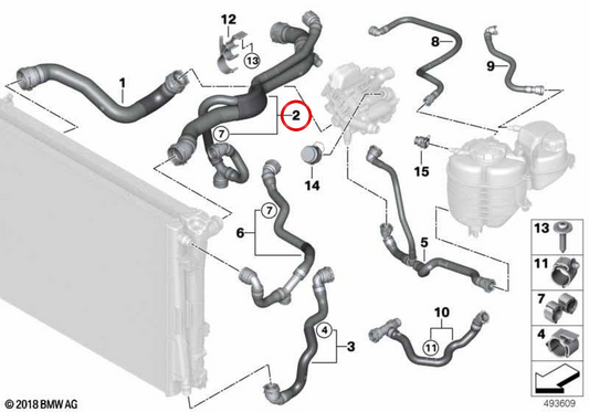 Progress OEM Pipe de réfrigérant 17128654836 pour BMW G20, G22, G26. BMW d'origine.