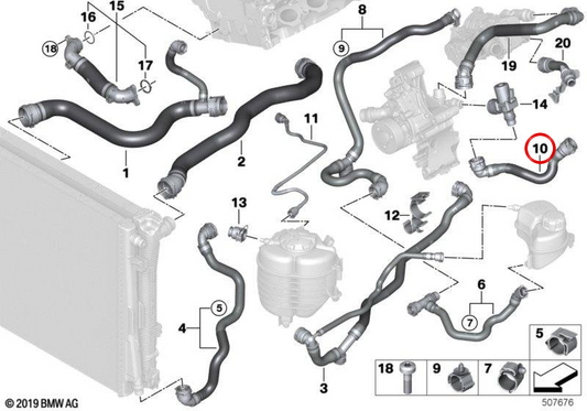 OEM 17128689864 TUYAU DE RETOUR DE RACIPE POUR BMW G20, G21, G29. BMW d'origine.