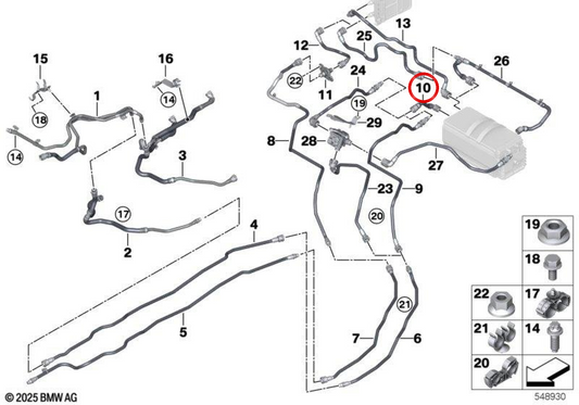 Tubo flessibile per batteria 48 V OEM 17129885554 per BMW Serie 5 G60, G68, Serie 7 G70. BMW originale.