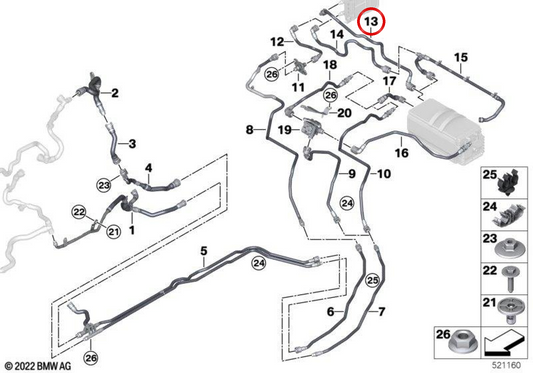 48 V Tubo della batteria OEM 17129887167 per BMW 5 G60, G61, G68. BMW originale.