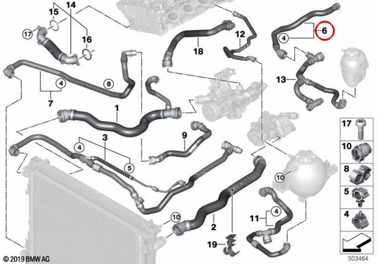 Return pipe of the refrigerant OEM 17129894756 for BMW G01, G02. Original BMW.
